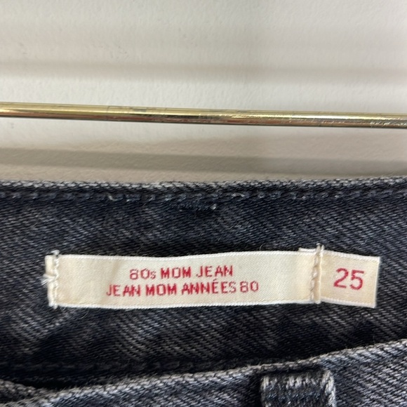 Levi’s Premium 80’s Mom Jeans Black High Rise Tapered Big E Size 25 - Picture 9 of 14